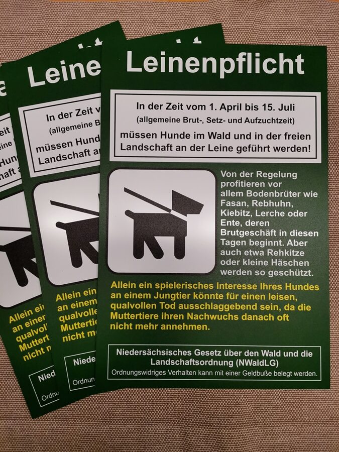 Leinenpflicht Hinweisschild Niedersachsen
